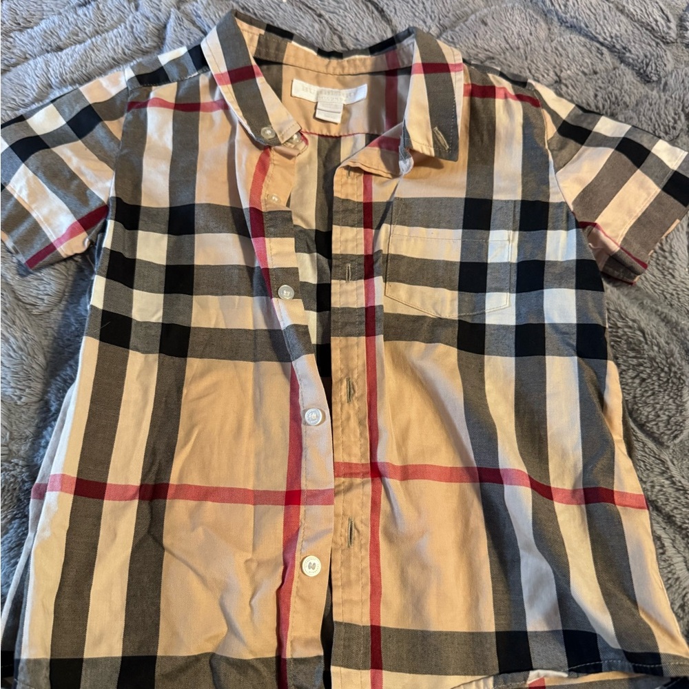 Burberry boys toddler button up plaid shirt